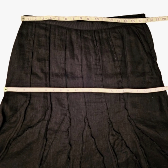 Spanner Black Linen A-Line Midi Skirt Fit and Flare Triangular Inserts Lined 12 - Picture 9 of 10